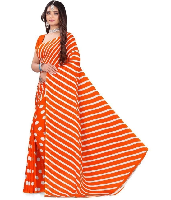 LEELAVATI - Orange Georgette Saree With Blouse Piece ( Pack of 1 ) - Orange