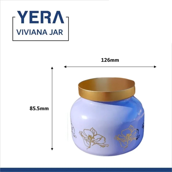 Yera Viviana 760 ML Glass Storage Jar with Metallic Lid | Set of 2 Pcs Pink