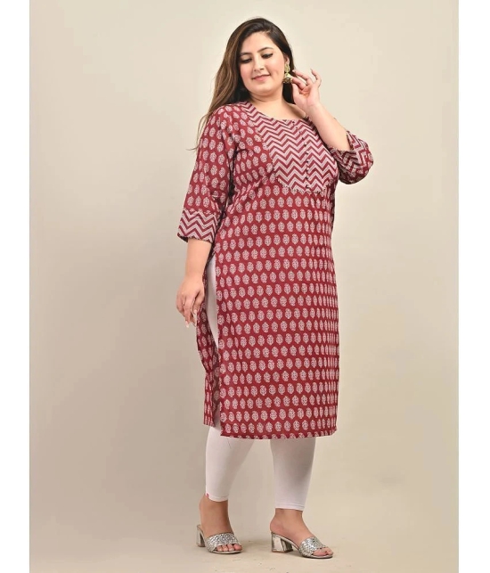 Swasti - Maroon Cotton Womens Straight Kurti ( Pack of 1 ) - None