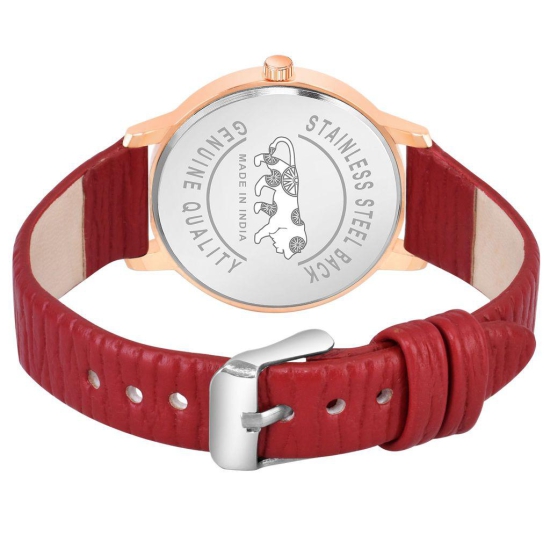 Loretta MT-384 Red Leather Belt Slim Dial Women & Girls Watch