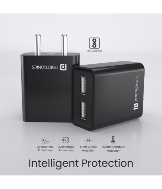 Portronics - USB 2.4A Wall Charger - Black