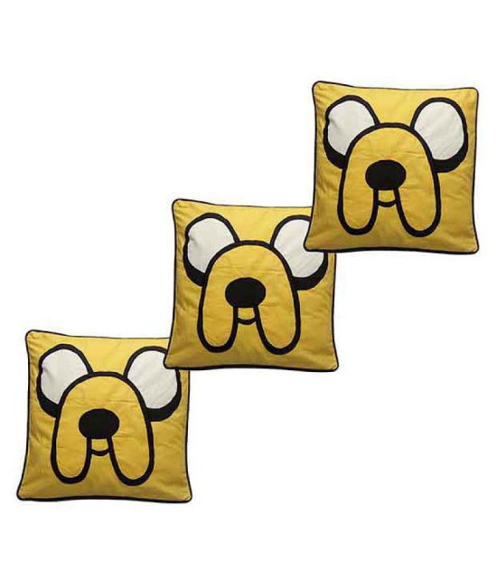 Hugs'n'Rugs Yellow Cotton Cushion Covers - Set Of 3