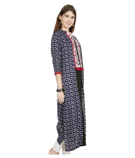 Alena - Navy Rayon Womens Jacket Style Kurti - None