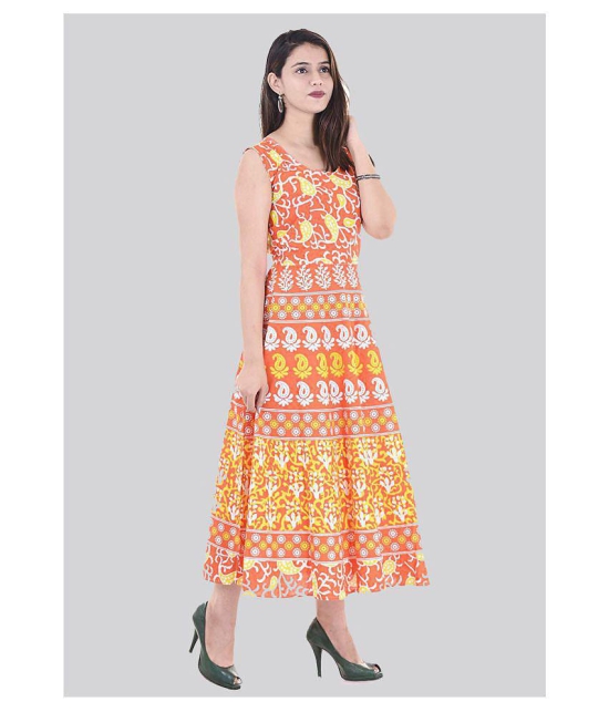 Rangun Cotton Orange A- line Dress - 2XL