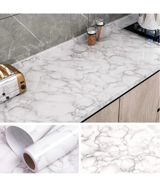 SRL Kitchen Product - WHITE MARBLE PAPER (60 X 200) Wallpaper ( 60 x 200 ) cm ( Pack of 1 )