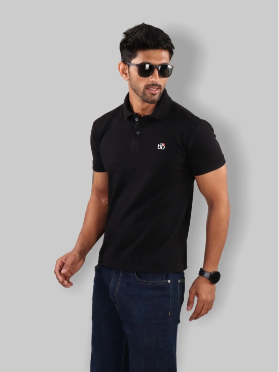 Men Black Polo Neck T-Shirt-S / Black