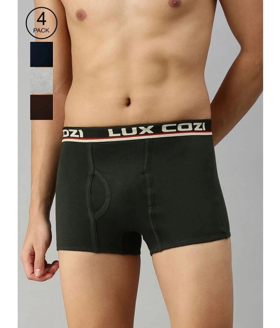 Lux Cozi - Multicolor Cotton Blend Mens Trunks ( Pack of 4 ) - None