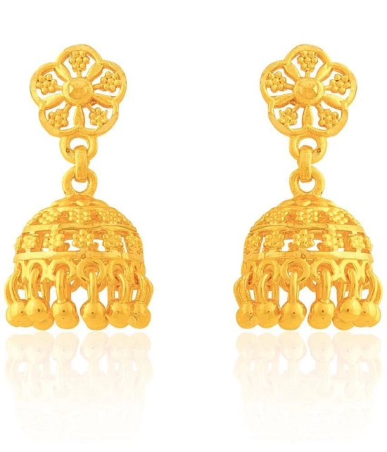 LUV FASHION Golden Jhumki Earrings ( Pack of 1 ) - Golden