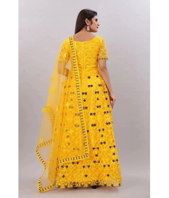 JULEE - Yellow Anarkali Net Womens Semi Stitched Ethnic Gown ( Pack of 1 ) - None