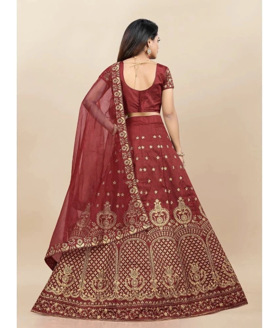 Apnisha Maroon Silk Girls Semi Stitched Lehenga Choli Set ( Pack of 1 ) - None