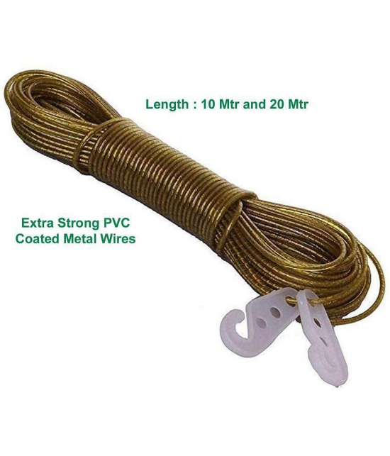 PVC Coated Anti-Rust Steel Wire Rope/Clothesline (20m) with 2 Plastic Hooks (Multicolor) (1)