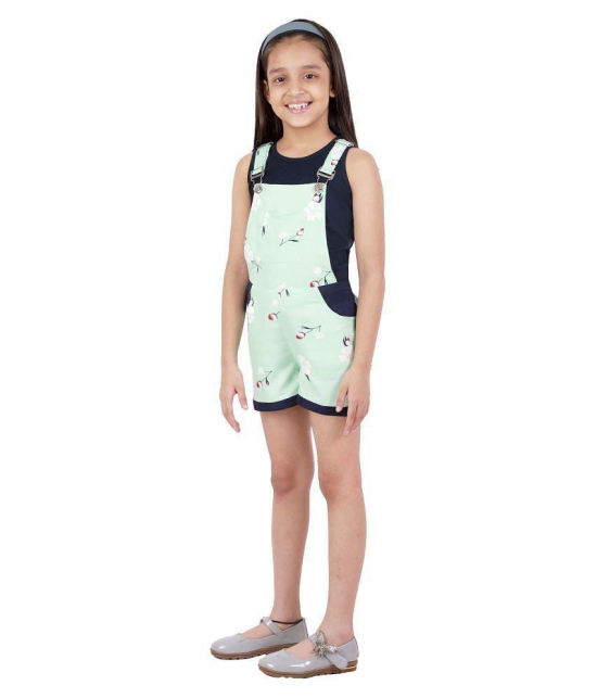 Kids Cave - Light Green Cotton Girls Dungarees ( ) - None