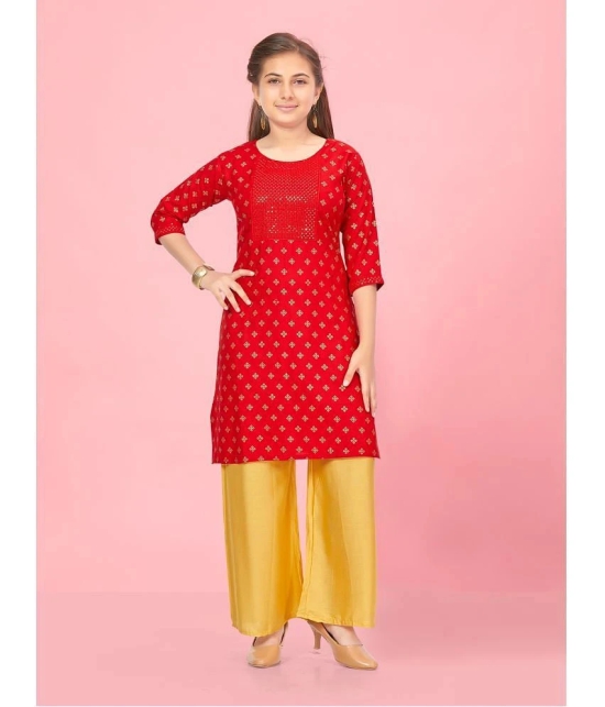 Aarika Red Rayon Girls Kurti ( Pack of 1 ) - None