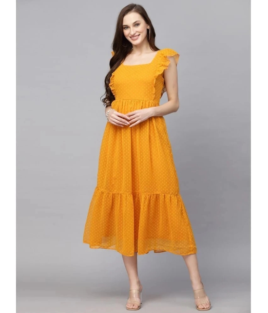 Apnisha - Yellow Georgette Womens Fit & Flare Dress ( Pack of 1 ) - None