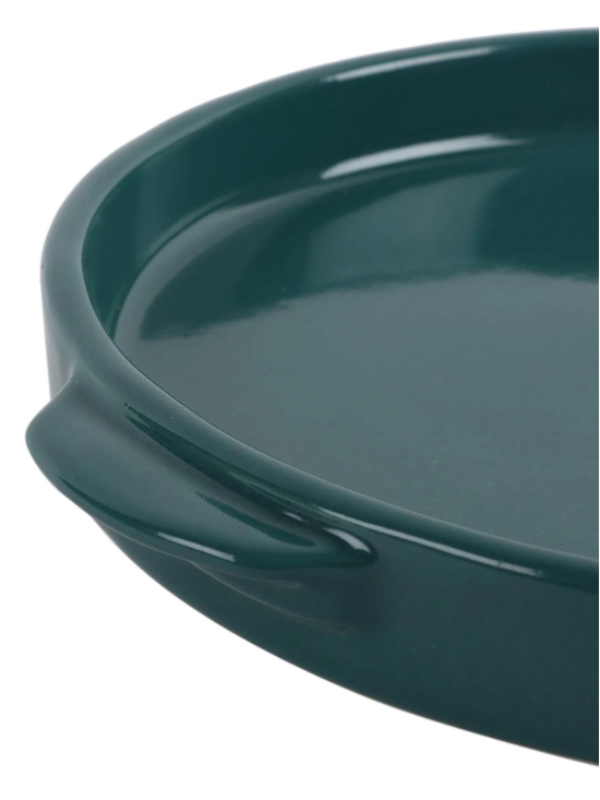 Green Ceramic Bakeware Dish with Handle-Green