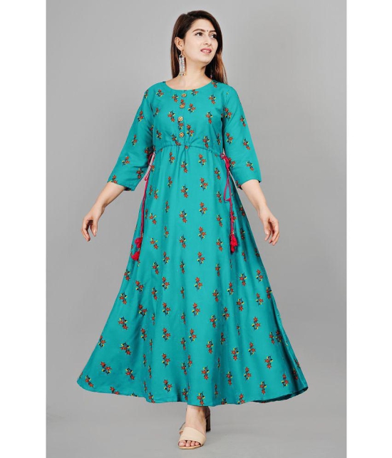 SIPET - Turquoise Rayon Women''s Anarkali Kurti ( Pack of 1 ) - None