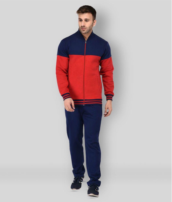 Vivid Bharti - Multicolor Fleece Regular Fit Colorblock Men''s Sports Tracksuit ( Pack of 1 ) - S