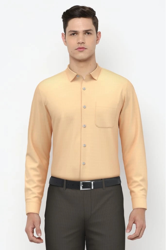 Men Orange Regular Fit Formal Full Sleeves Formal Shirt