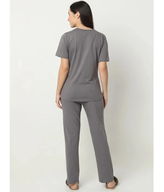 Smarty Pants Grey Cotton Womens Nightwear Nightsuit Sets ( Pack of 1 ) - None