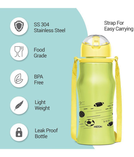 Milton Gaiety 450 Stainless Steel Water Bottle, 415 ml, Green | Leak Proof | Easy to Carry | Home | Kitchen | Travel | School - Green