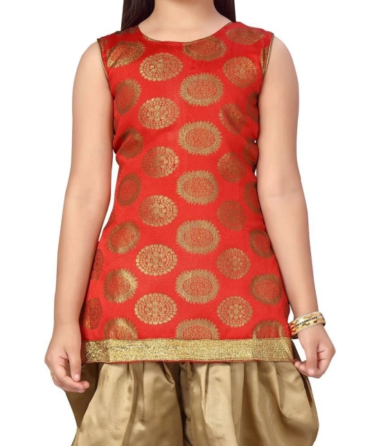 Aarika Red Silk Girls Patiala Kurta Set ( Pack of 1 ) - None