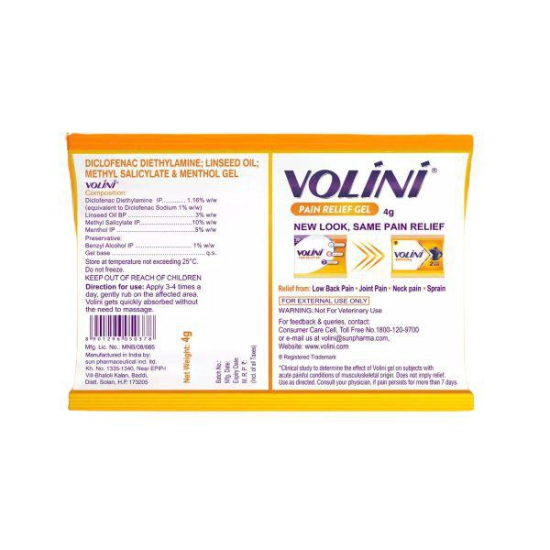 Volini Pain Relief Gel Tube Of 4 Gms