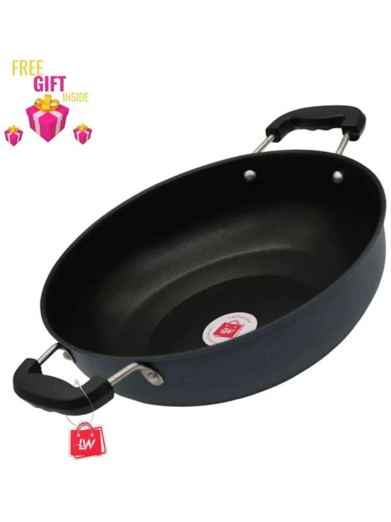 LAZYWINDOW Non-stick Non-Stick Deep Kadhai 0.3 mm ( 3 ) L - Light Grey