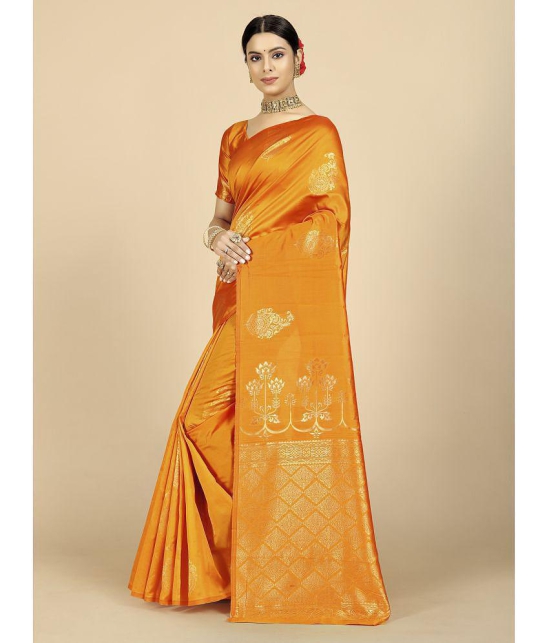 Rangita Women Ethnic Motifs Banarasi Silk Saree With Blouse Piece - Mustard - Mustard