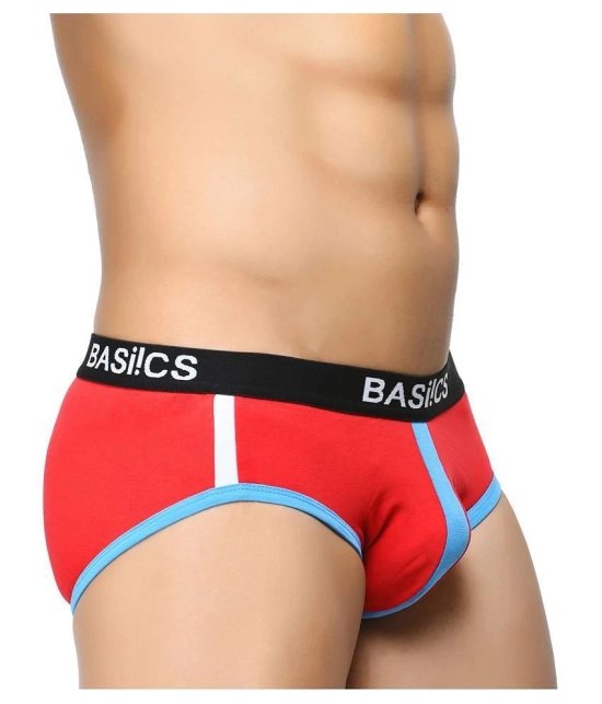 BASIICS By La Intimo - Red Cotton Blend Mens Briefs ( Pack of 1 ) - L