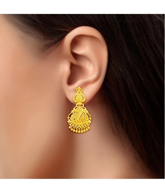 LUV FASHION Golden Drop Earrings ( Pack of 1 ) - Golden