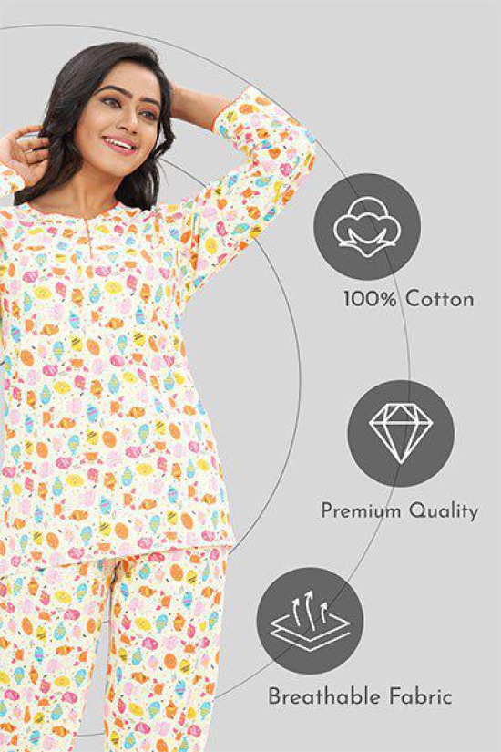 Women Full Sleeves Knit Cotton Pyjama Set-4XL