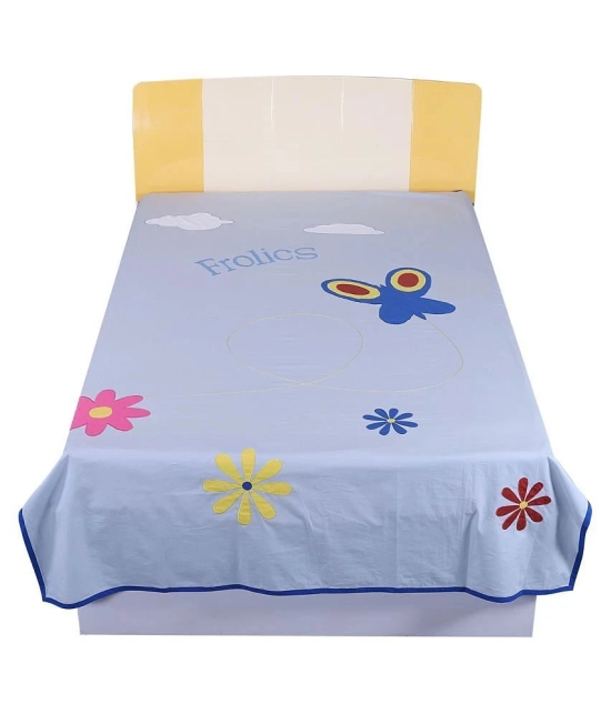 HugsnRugs Cotton Single Bedsheet ( 230 cm x 150 cm ) - Blue