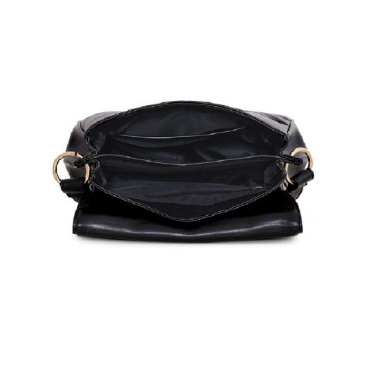 Lychee Bags Women Pu Black Quilted Sling Bag