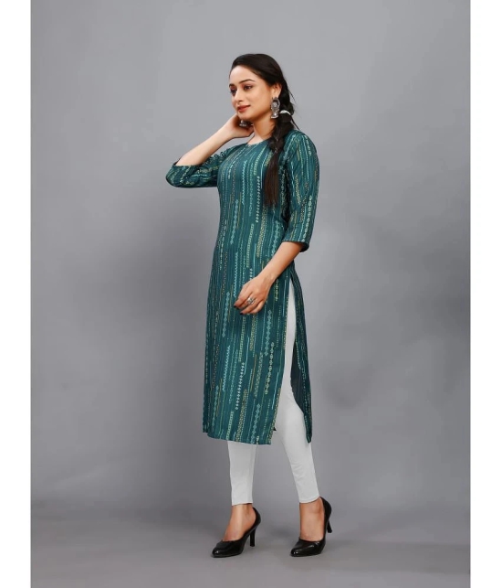 RIAANA Rayon Printed Straight Womens Kurti - Green ( Pack of 1 ) - None