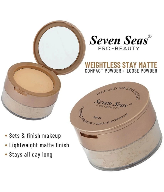 Seven Seas Weightless Stay Matte 2 in 1 Loose Powder & Compact Powder SPF -15 (Banana)