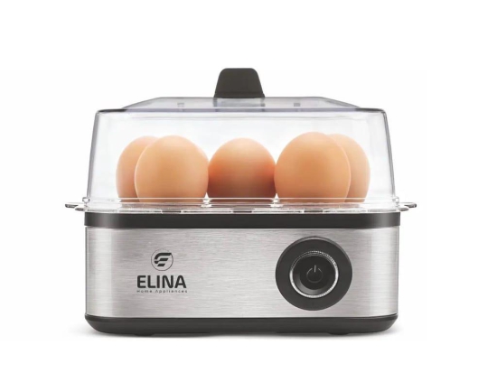 Elina Smart Stainless Steel Egg Boiler and Poacher | Boil up to 8 Eggs, Poach 4 eggs - 500 Watts | 3 Boiling levels: Soft, Middle and Hard | Automatic, Overheat Protection | Easy to clean | 1Year