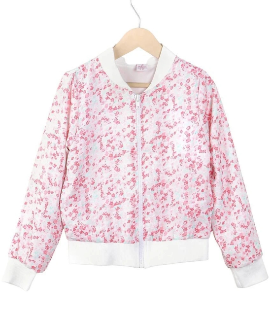 Floral printed pink color Bomber Jacket - None