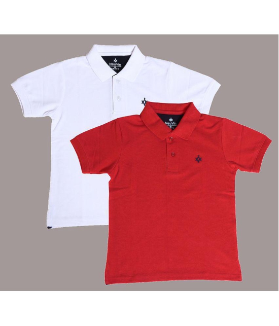 NEUVIN - Multi Color Cotton Blend Boy''s Polo T-Shirt ( Pack of 2 ) - None