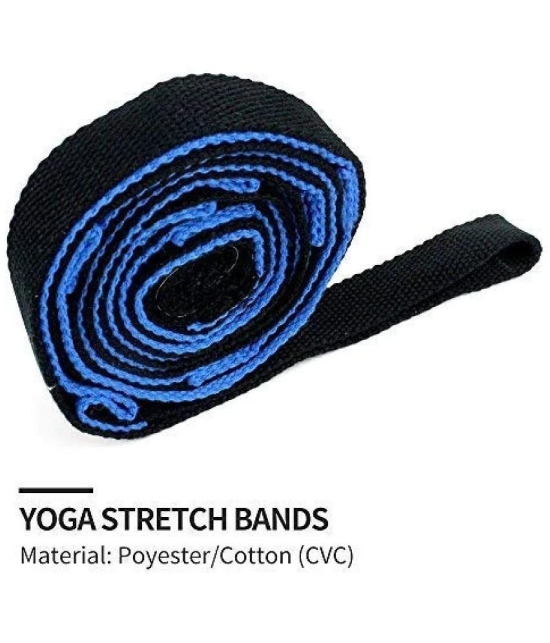 Loops 9 Non-Elastic Yoga Strap for Stretching, Perfect Multi-Loop Exercise Stretch Band for Rehabilitation, Flexibility, Hamstring & PT (Blue) - Blue