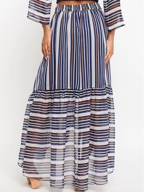 Striped Flared Maxi Skirt