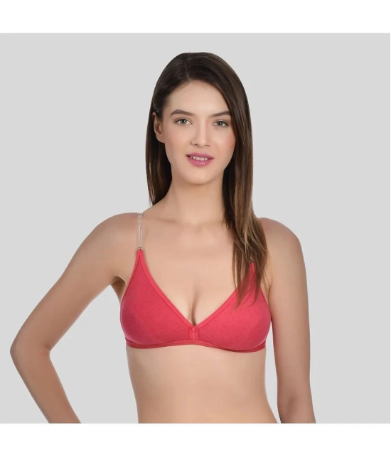 AIMLY - Red Cotton Blend Non Padded Womens T-Shirt Bra ( Pack of 1 ) - None