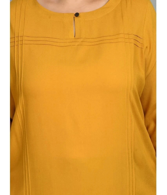 PrettyPlus by Desinoor - Mustard Rayon Womens Straight Kurti ( Pack of 1 ) - None