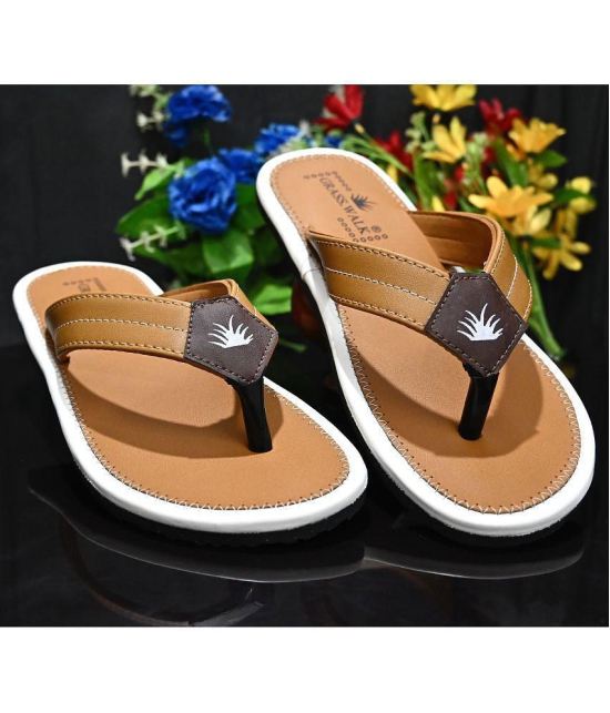 GRASS WALK - Brown Mens Thong Flip Flop - None