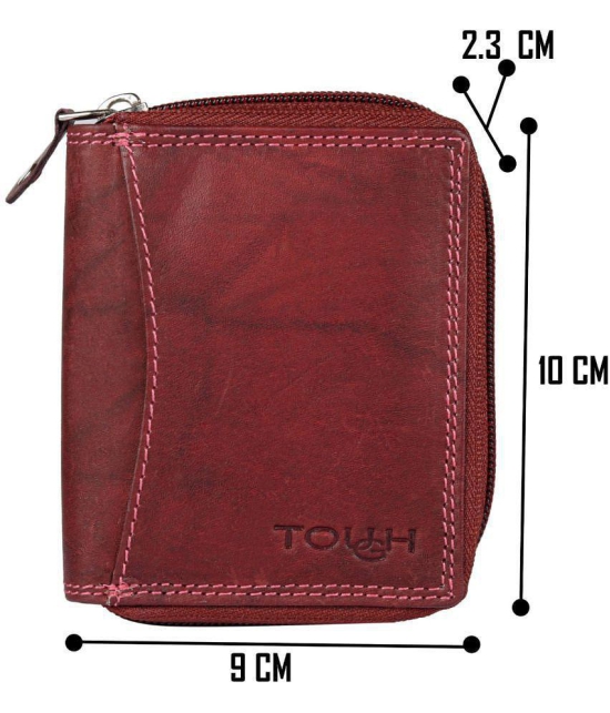 Tough Maroon Pure Leather Card Holder Wallet - Maroon