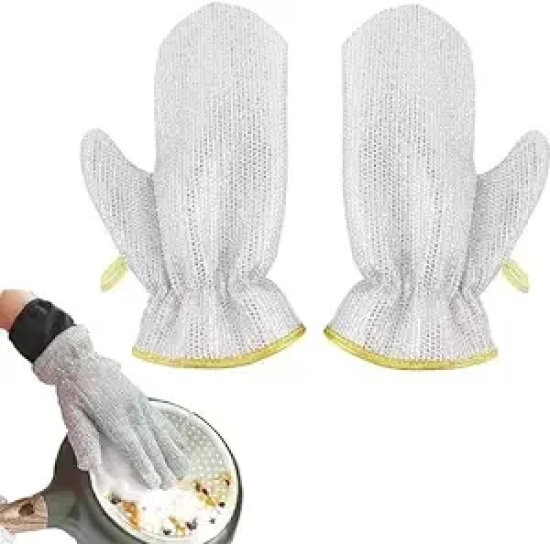 Reusable Wire Dishwashing Gloves Kitchen Cleaning Glove Household Cleaning Tools Heat Insulation Anti-Hot Waterproof Durable Skin-Friendly Washing Wiping Gloves 1 Pair