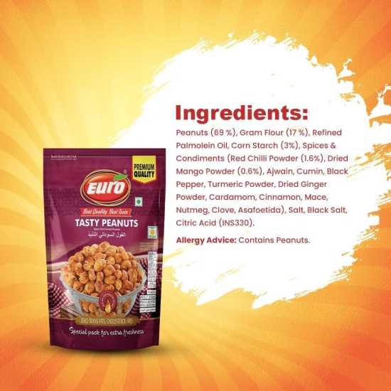 EURO Tasty Peanuts Namkeen 350GM | Authentic Taste, Traditional Recipe | Indian Snacks