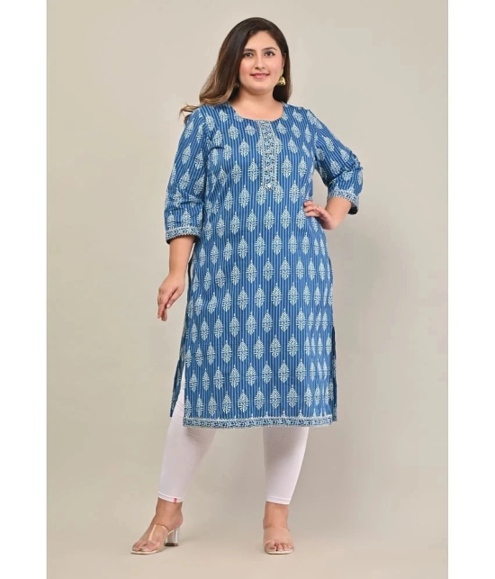 Swasti Cotton Printed Straight Womens Kurti - Blue ( Pack of 1 ) - None