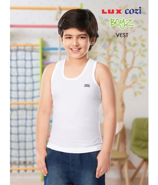 Lux Cozi - White Cotton Solid Boys Vest ( Pack of 3 ) - None