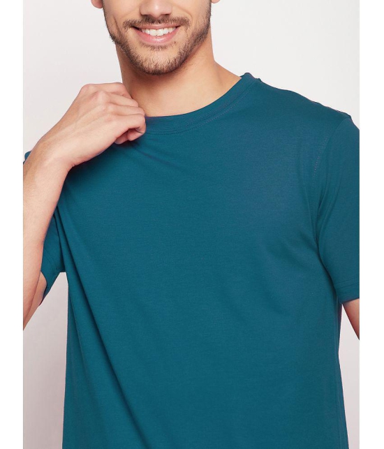 UNIBERRY Cotton Blend Regular Fit Solid Half Sleeves Mens T-Shirt - Teal ( Pack of 1 ) - None