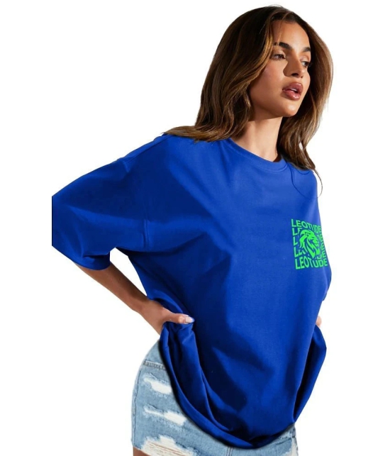 Leotude - Blue Cotton Blend Oversized Womens T-Shirt ( Pack of 1 ) - None